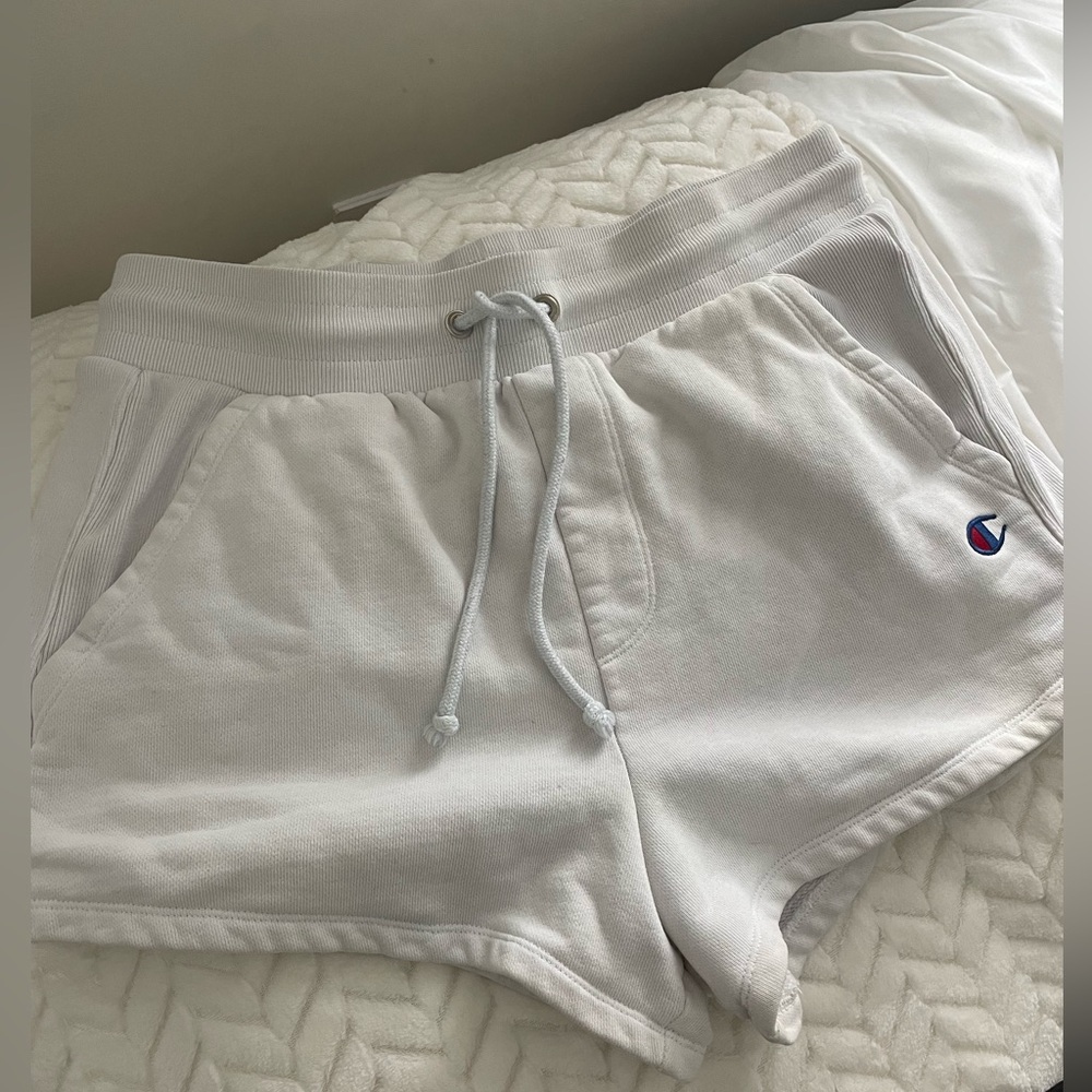 Champion white sweat shorts